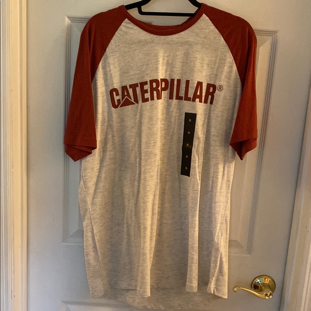 Caterpillar Red and Gray Short Sleeve Tee